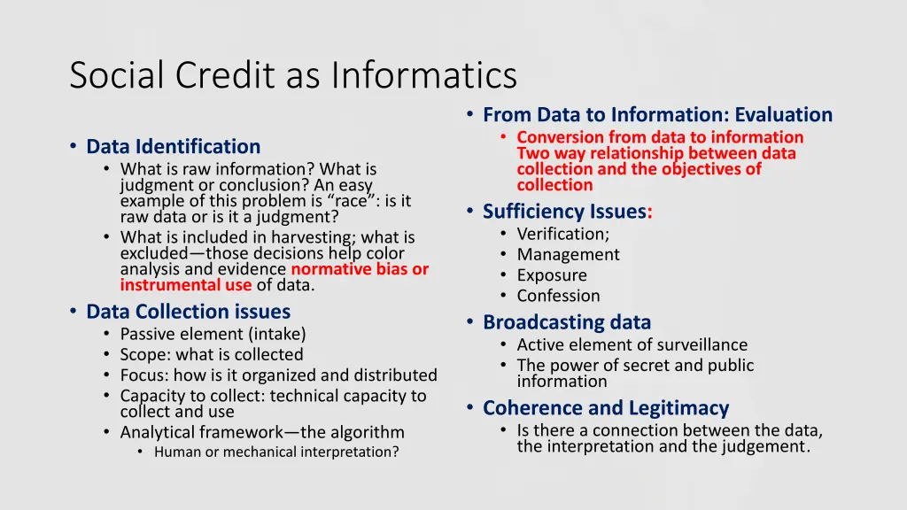 social credit as informatics