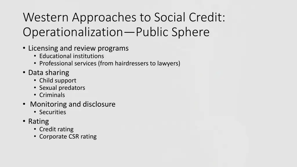 western approaches to social credit