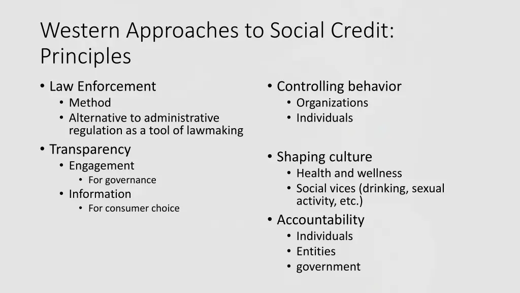 western approaches to social credit principles