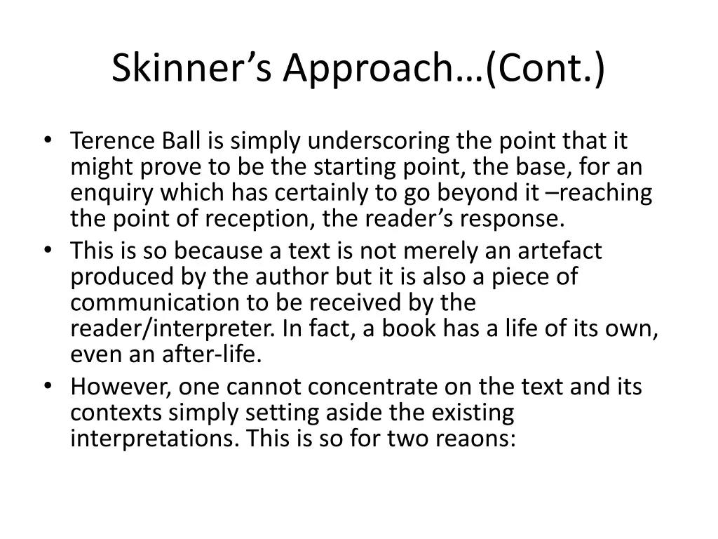 skinner s approach cont