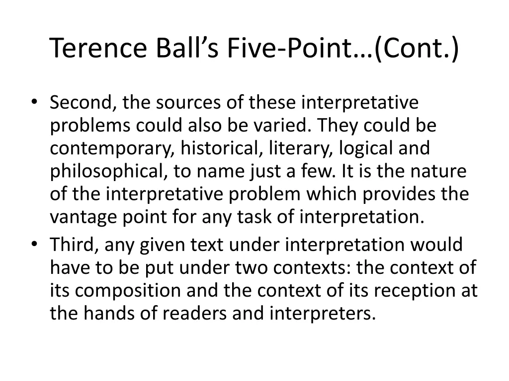 terence ball s five point cont