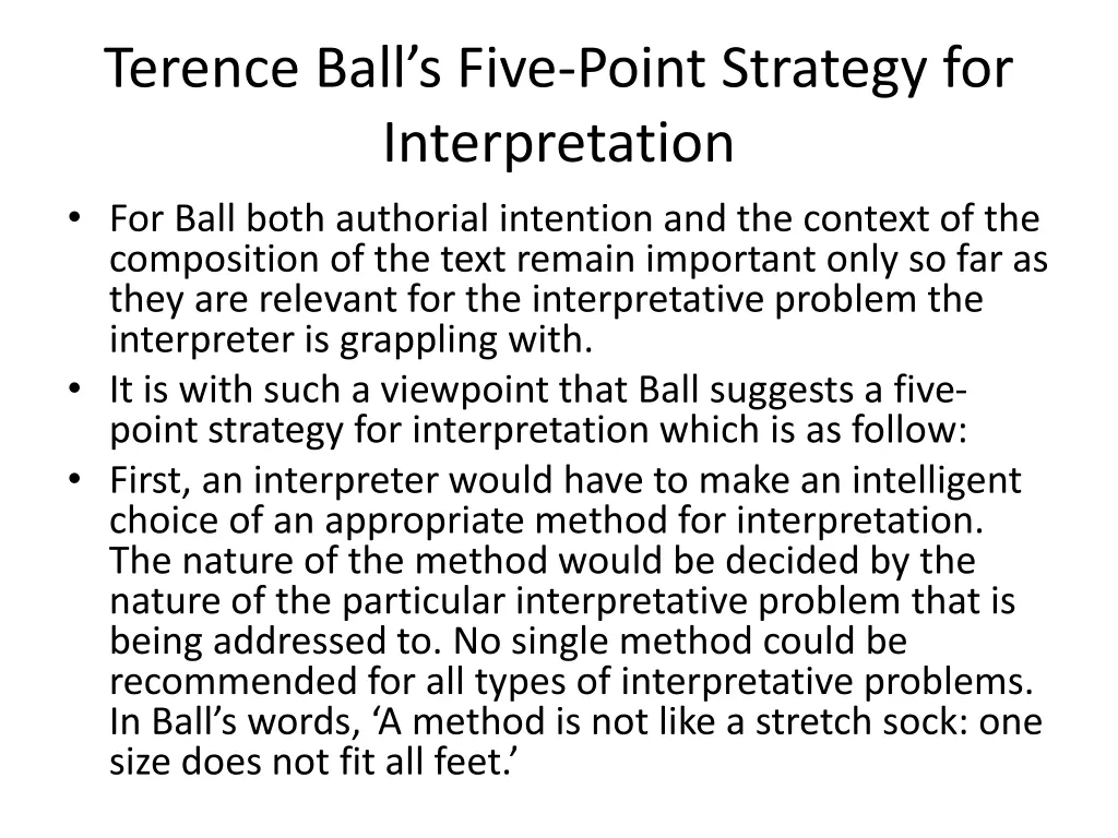 terence ball s five point strategy