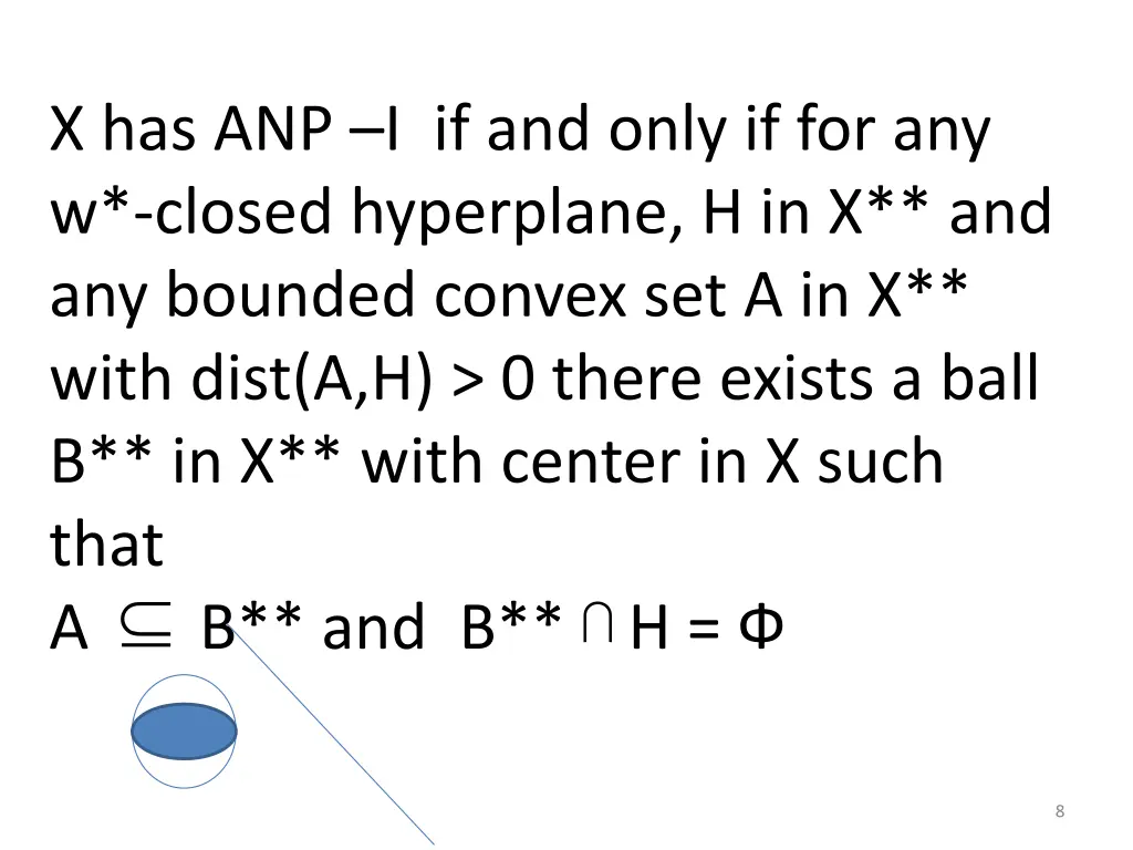 x has anp i if and only if for any w closed