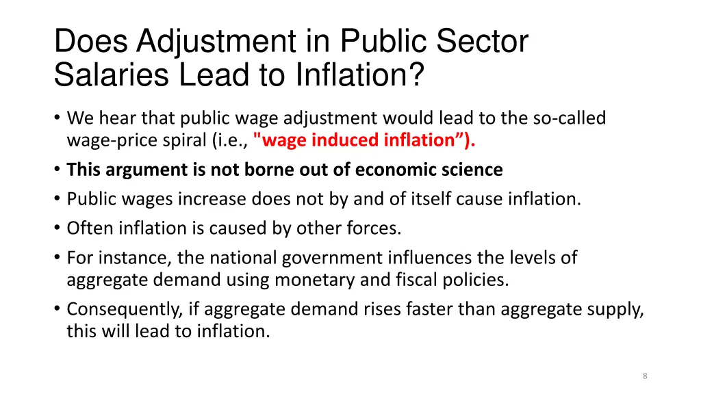 does adjustment in public sector salaries lead
