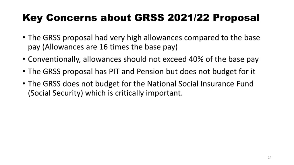 key concerns about grss 2021 22 proposal