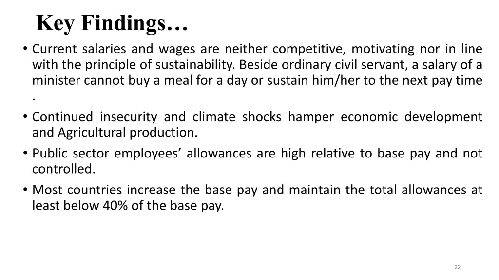 key findings current salaries and wages