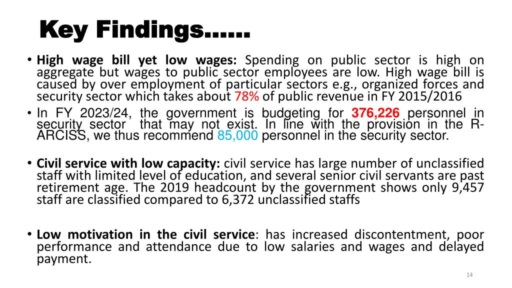 key findings key findings high wage bill