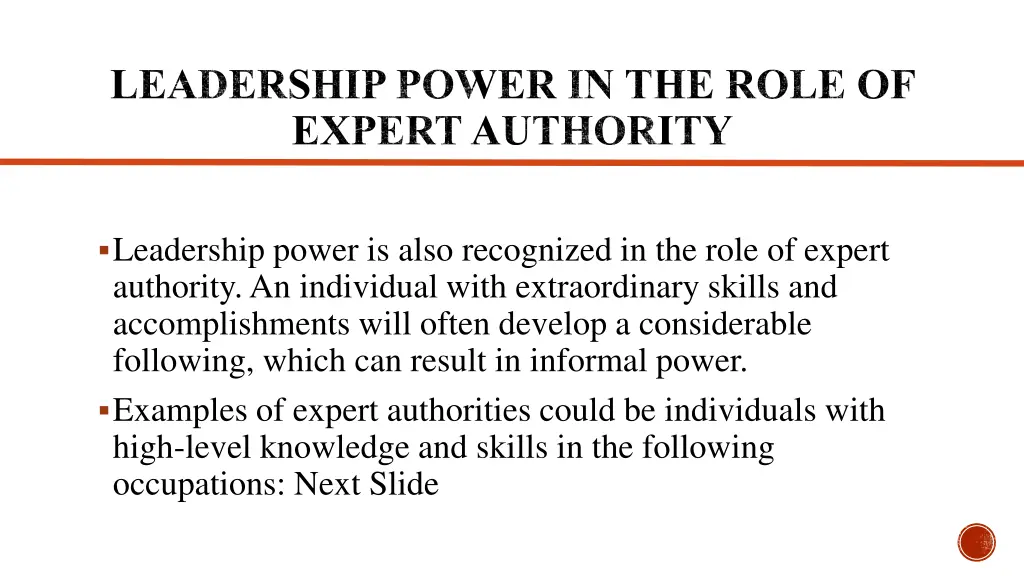 leadership power in the role of expert authority