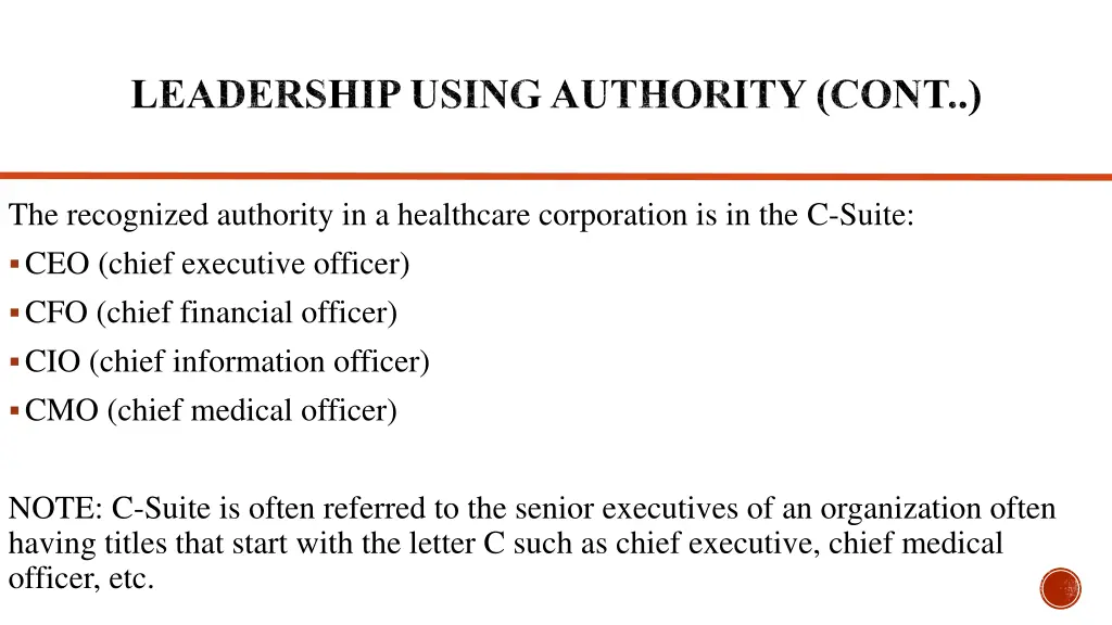 leadership using authority cont