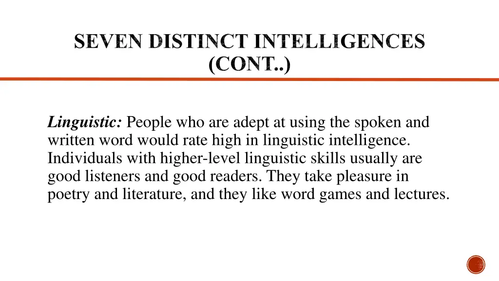 seven distinct intelligences cont 2