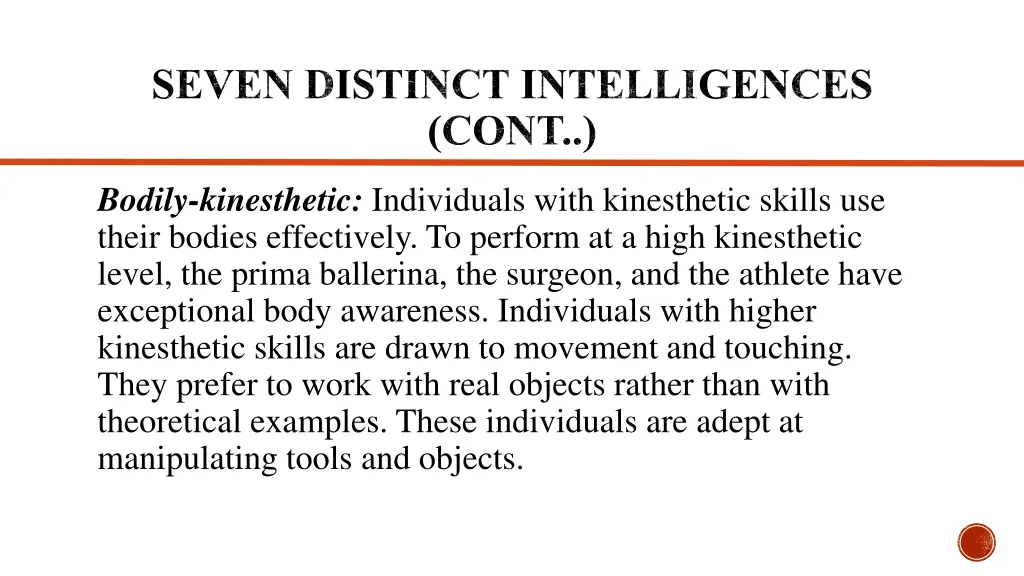 seven distinct intelligences cont