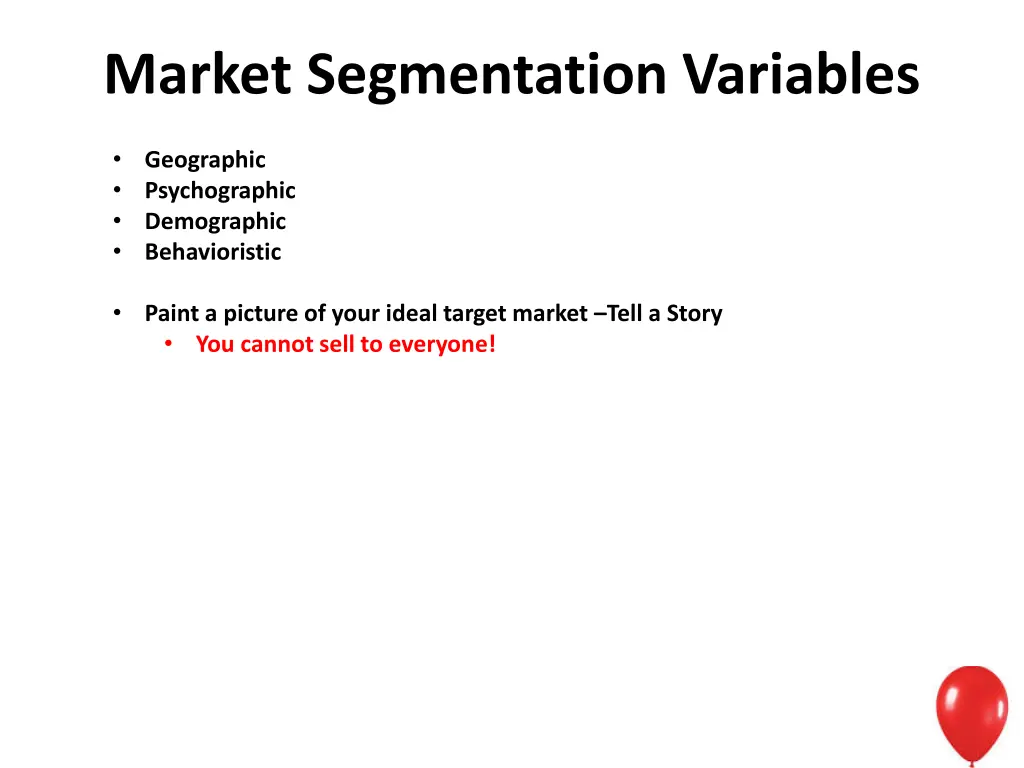 market segmentation variables