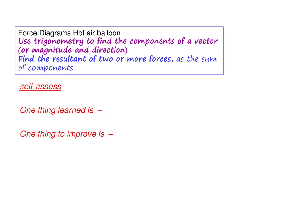 force diagrams hot air balloon use trigonometry