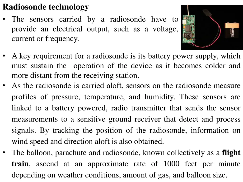 radiosonde technology the sensors carried