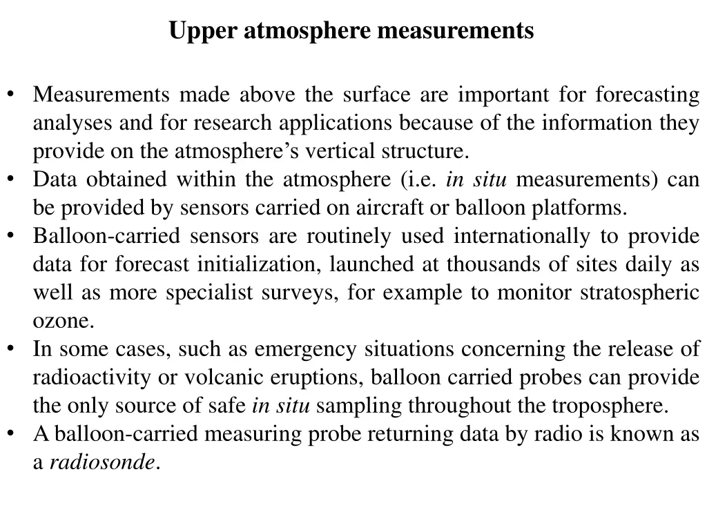 upper atmosphere measurements