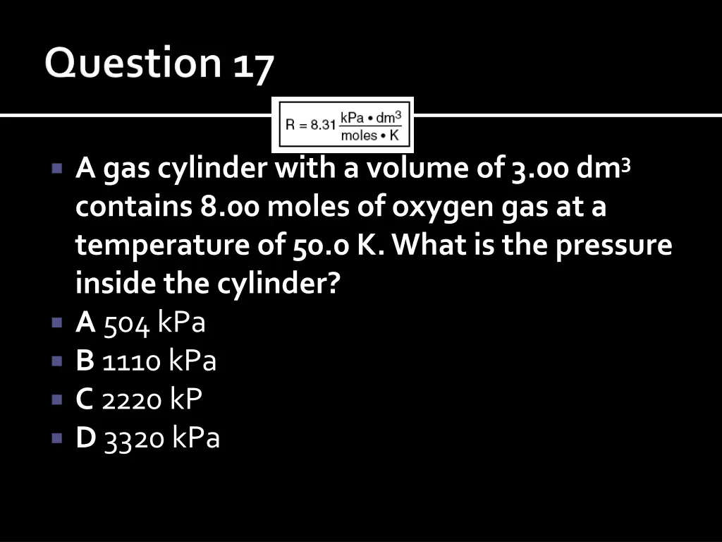 a gas cylinder with a volume