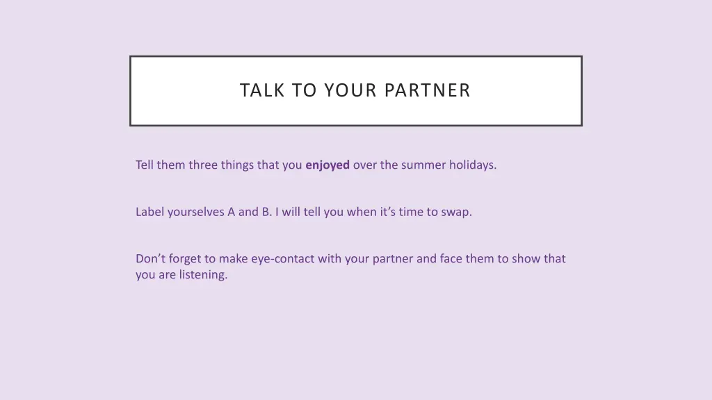 talk to your partner