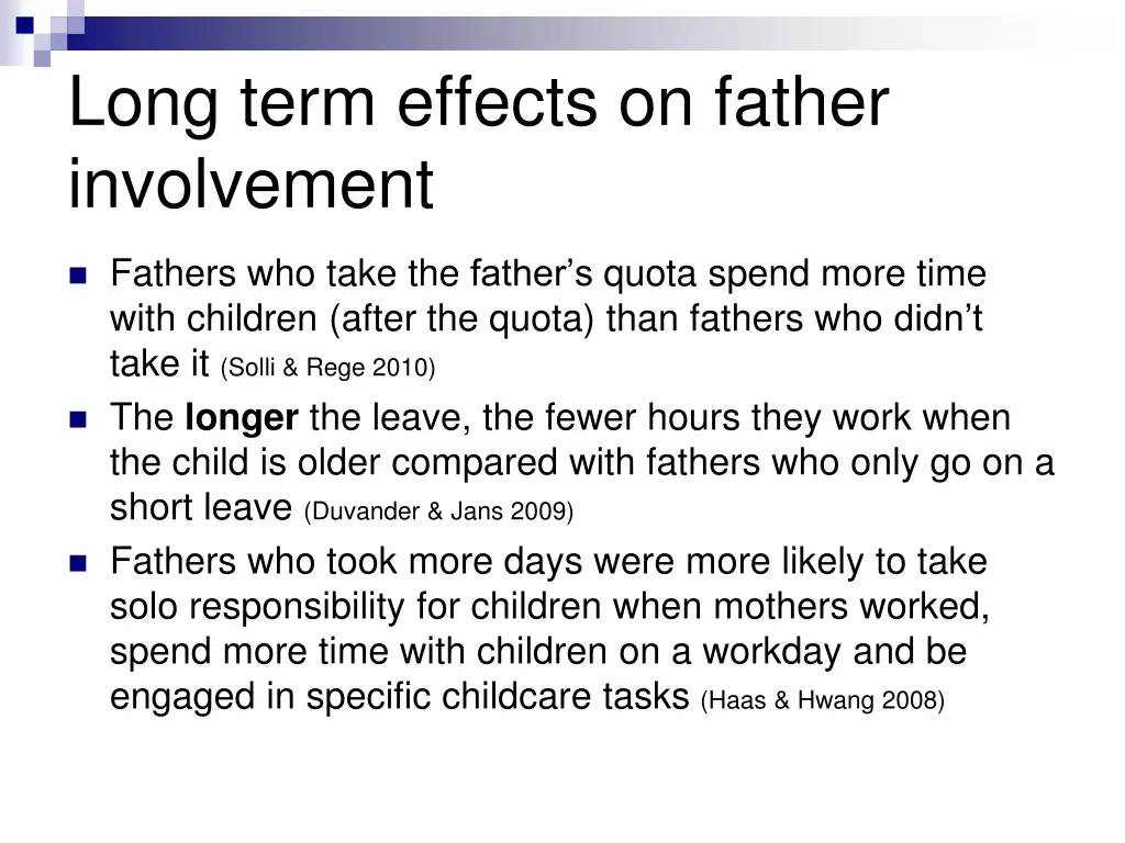 long term effects on father involvement