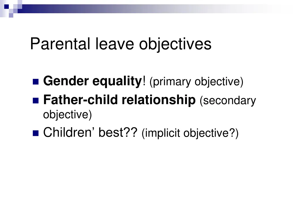 parental leave objectives