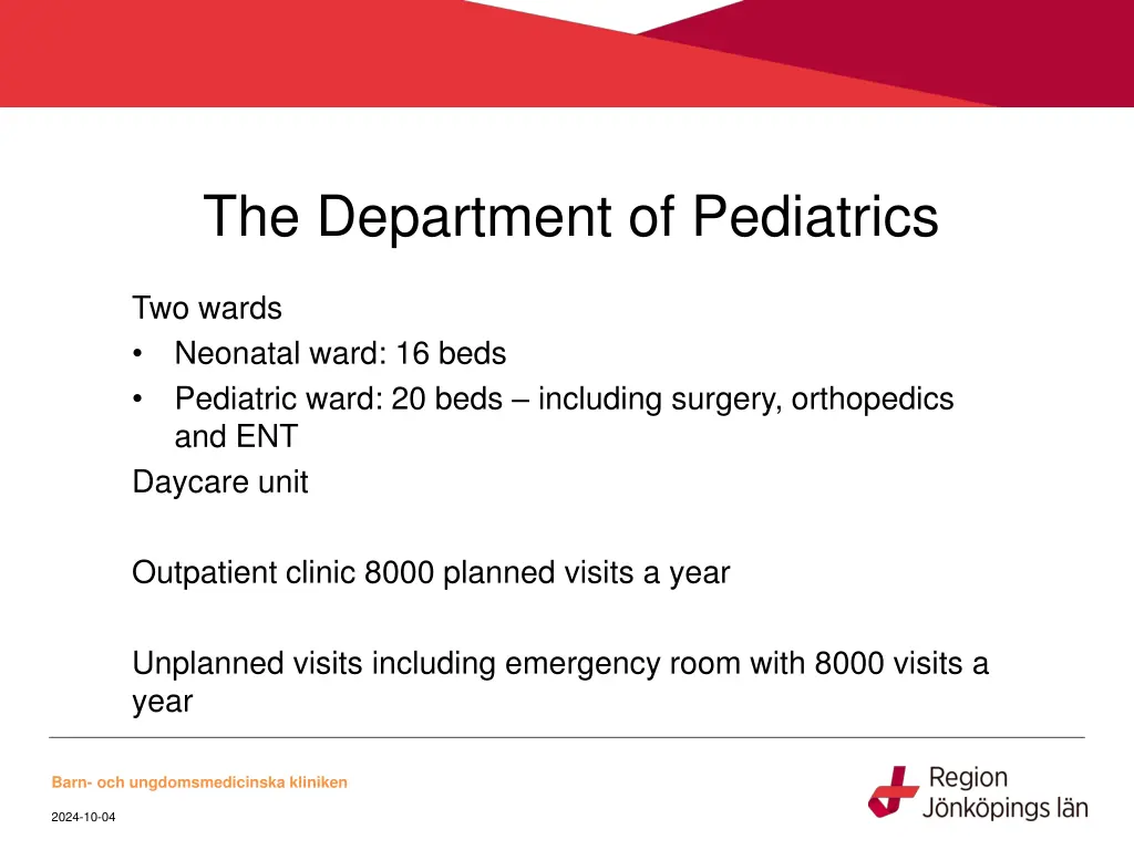 the department of pediatrics