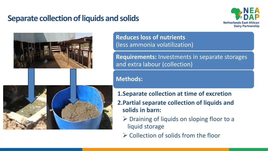 separate collection of liquids and solids