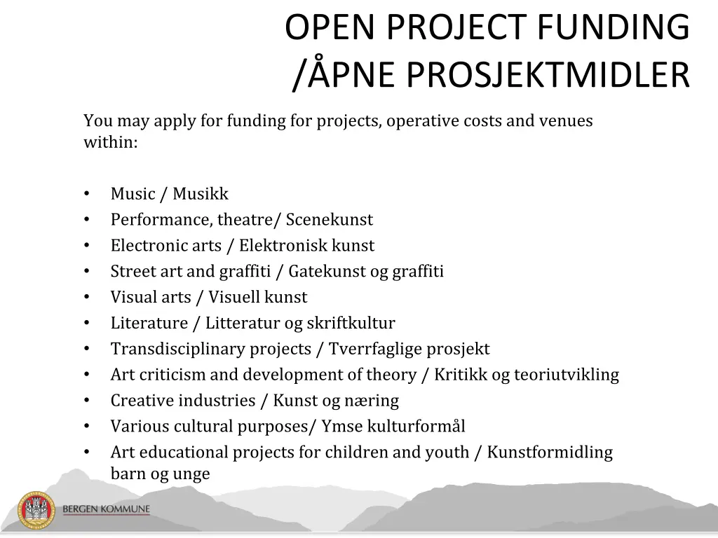 open project funding pne prosjektmidler