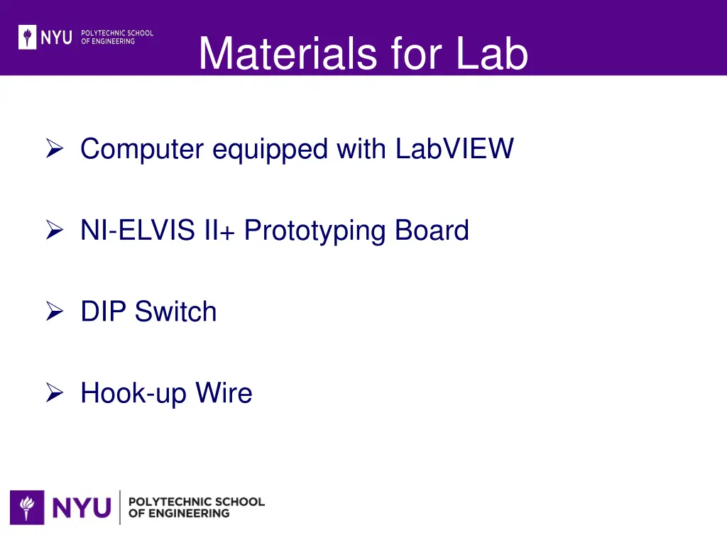 materials for lab