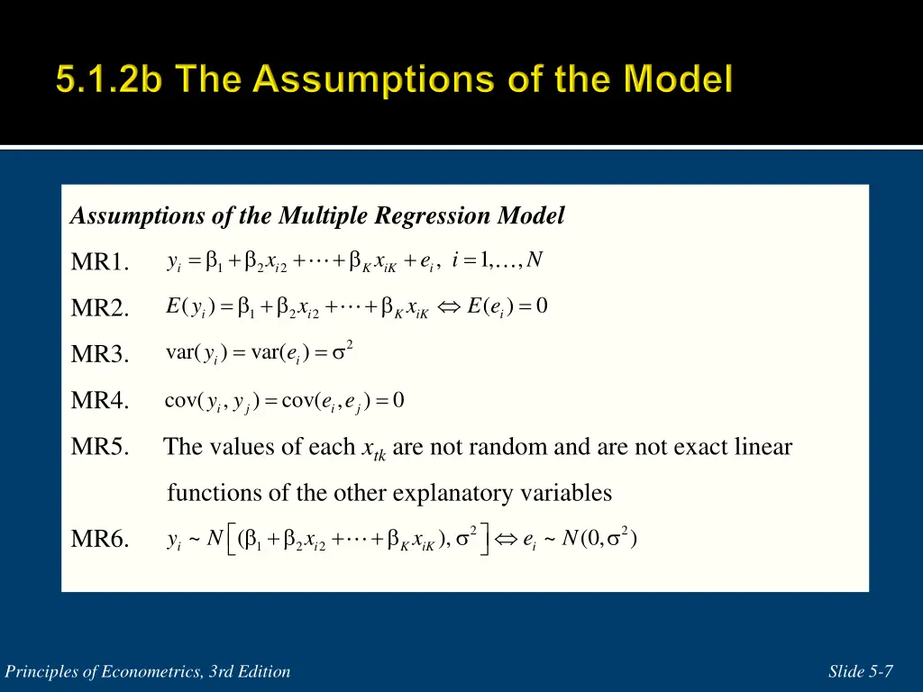 assumptions of the multiple regression model