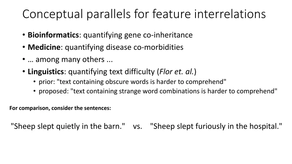 conceptual parallels for feature interrelations 1