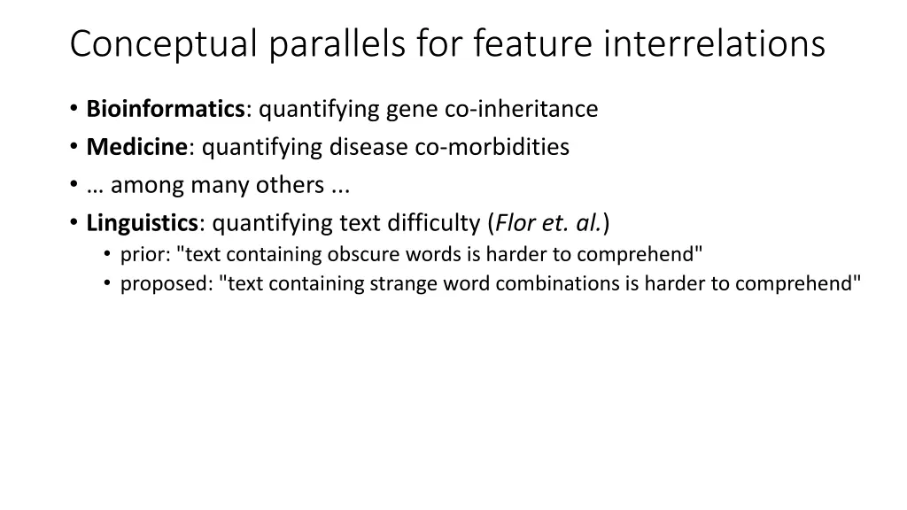 conceptual parallels for feature interrelations