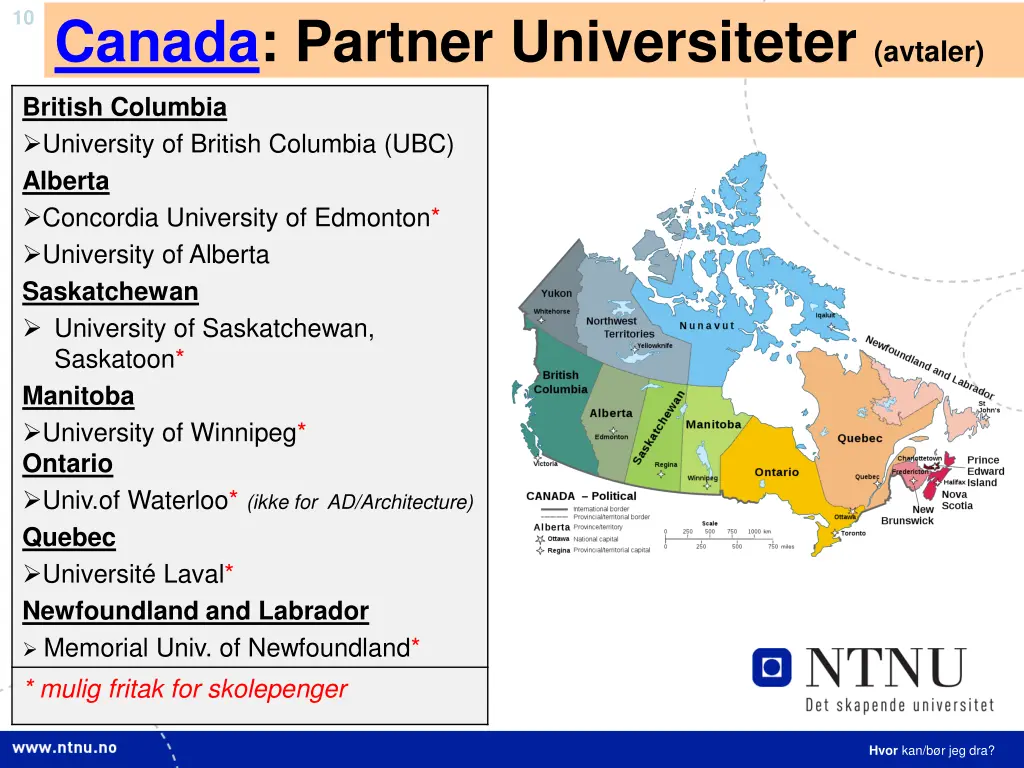 10 canada partner universiteter avtaler