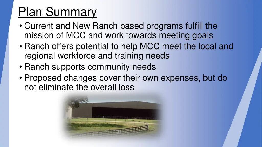 plan summary current and new ranch based programs