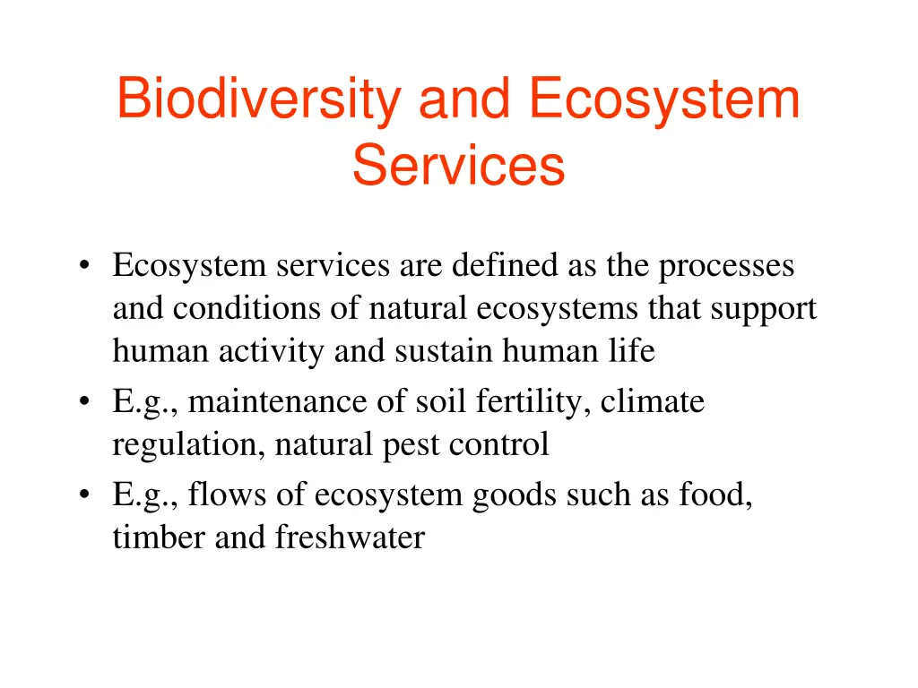 biodiversity and ecosystem services