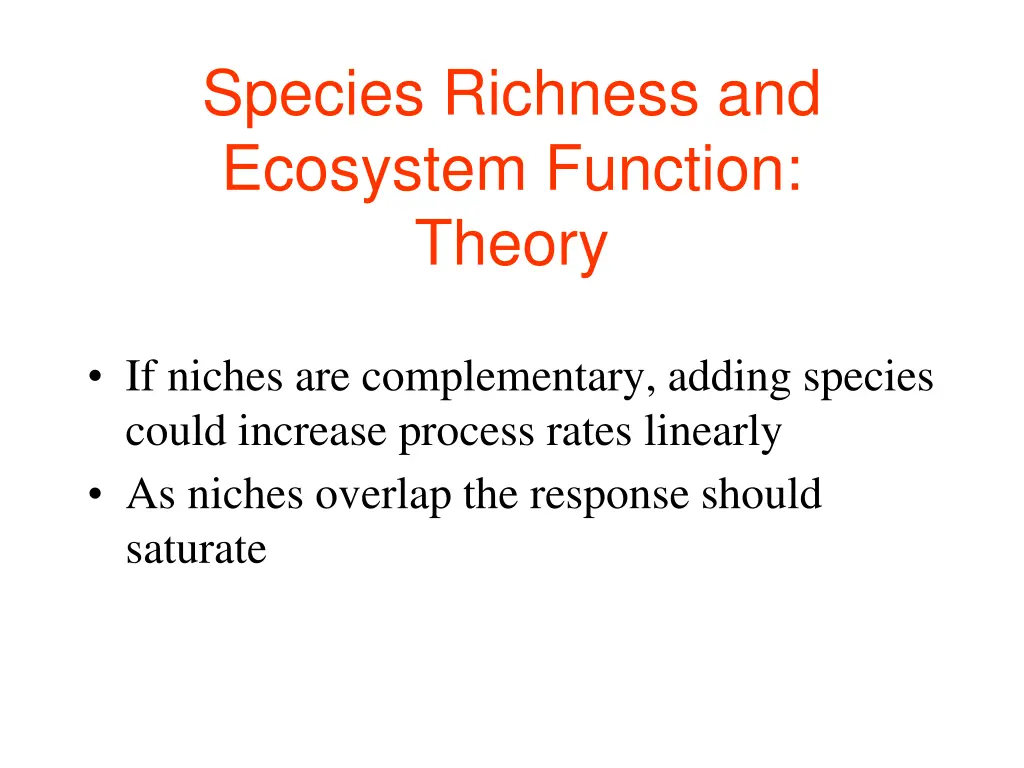 species richness and ecosystem function theory