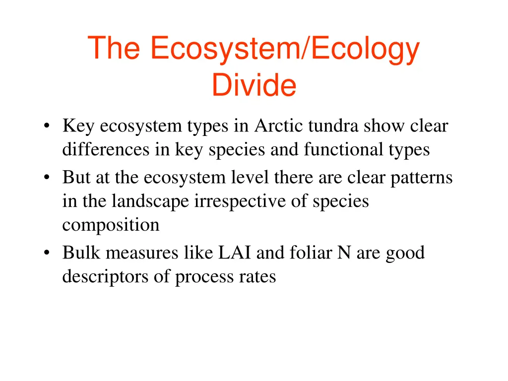 the ecosystem ecology divide