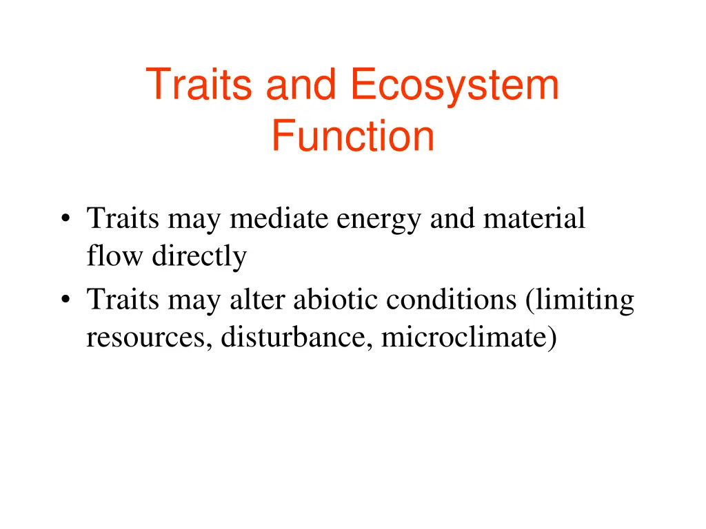 traits and ecosystem function