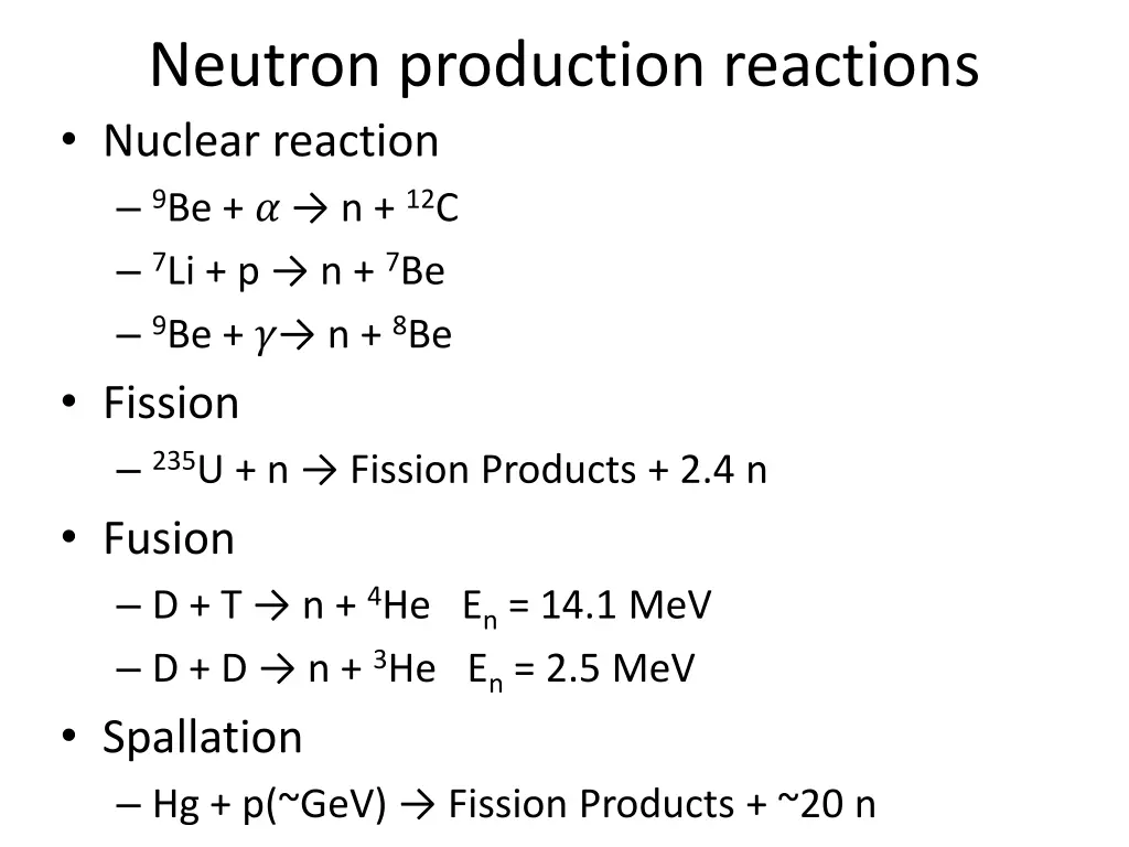 neutron production reactions nuclear reaction