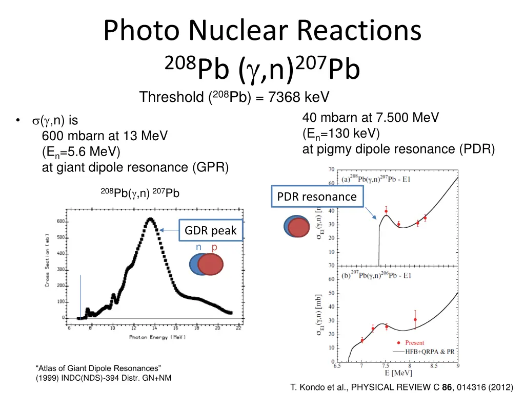 photo nuclear reactions 208 pb n 207 pb threshold