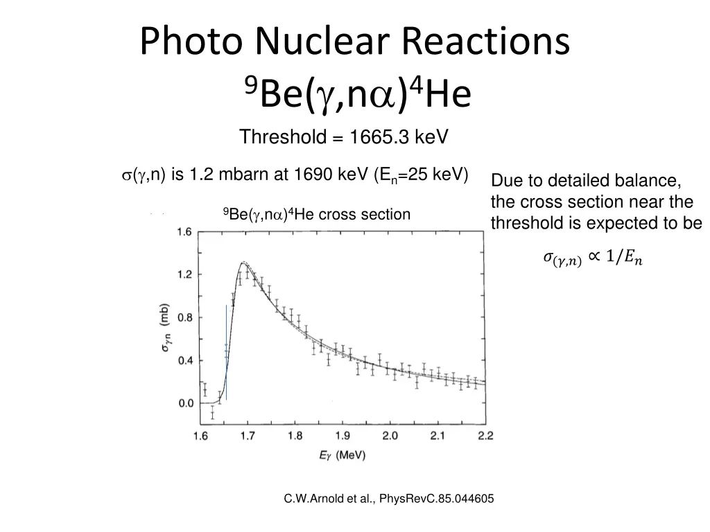 photo nuclear reactions 9 be n 4 he threshold