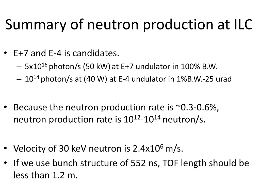 summary of neutron production at ilc