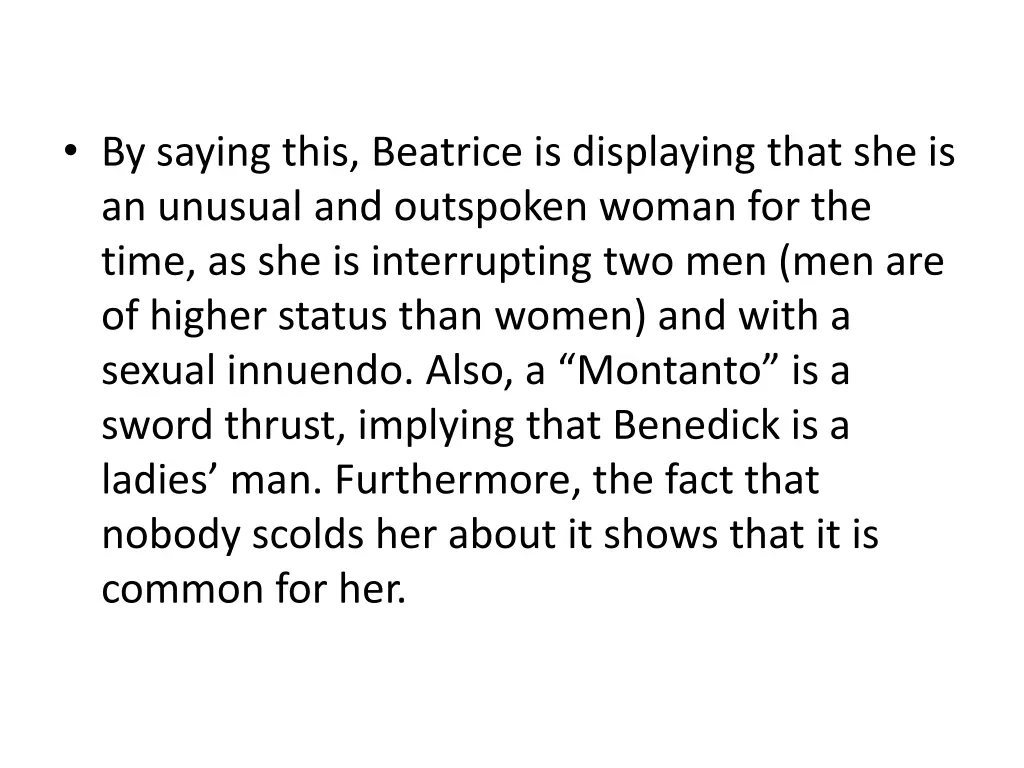 by saying this beatrice is displaying that