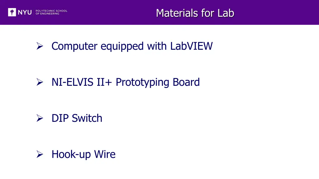 materials for lab