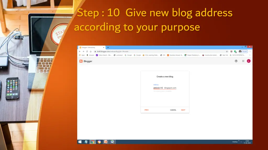 step 10 give new blog address according to your