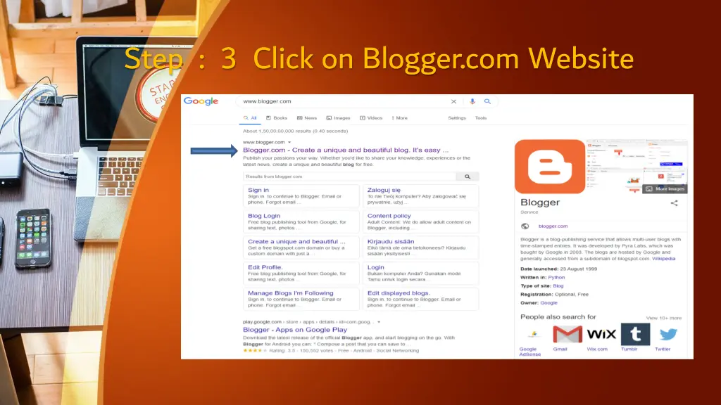 step 3 click on blogger com website