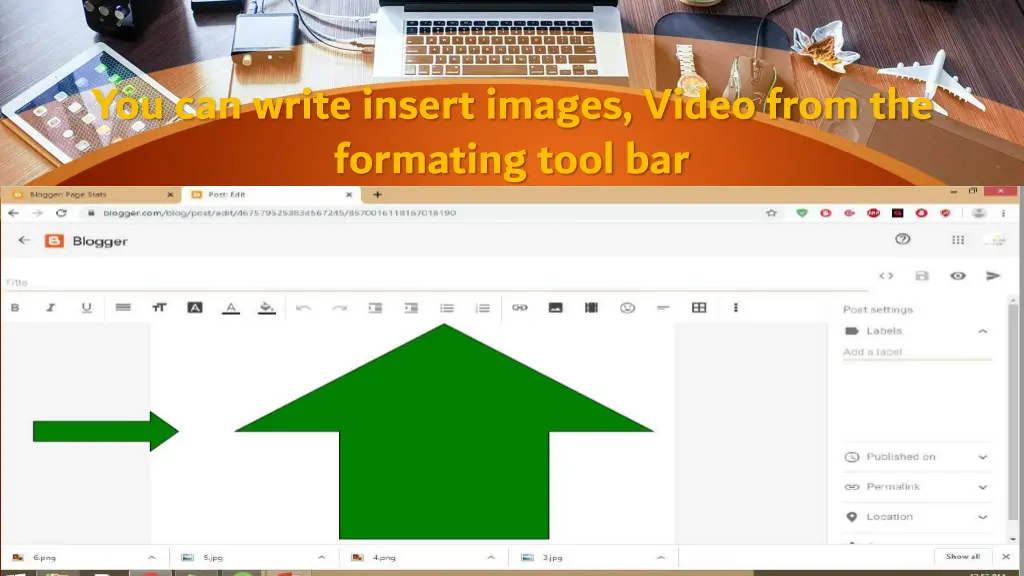 you can write insert images video from