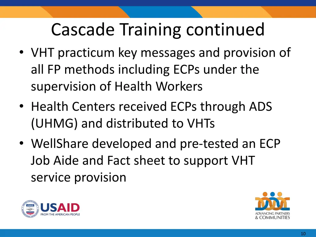 cascade training continued vht practicum