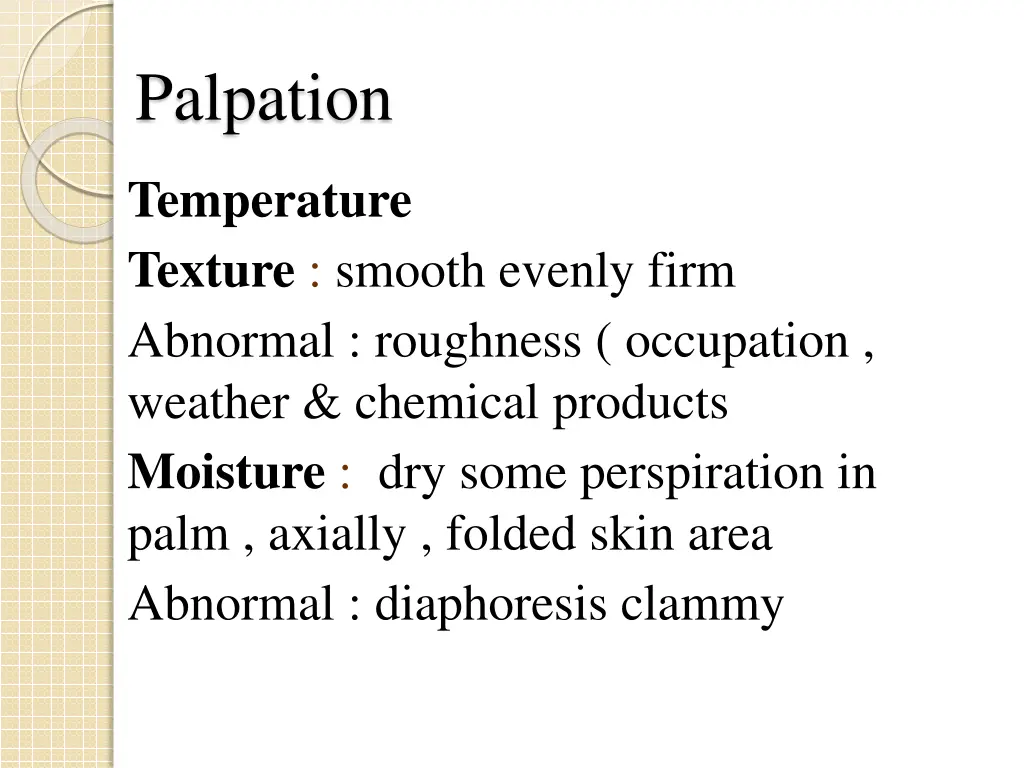 palpation