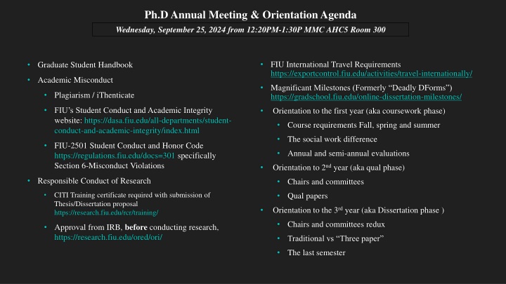 ph d annual meeting orientation agenda