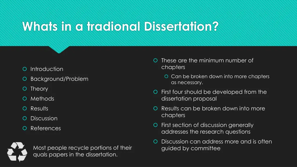 whats in a tradional dissertation