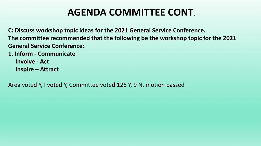 agenda committee cont